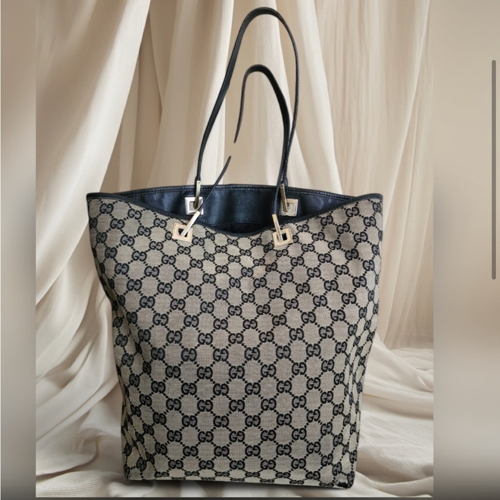 GUCCI Black and Tan Tote Bag